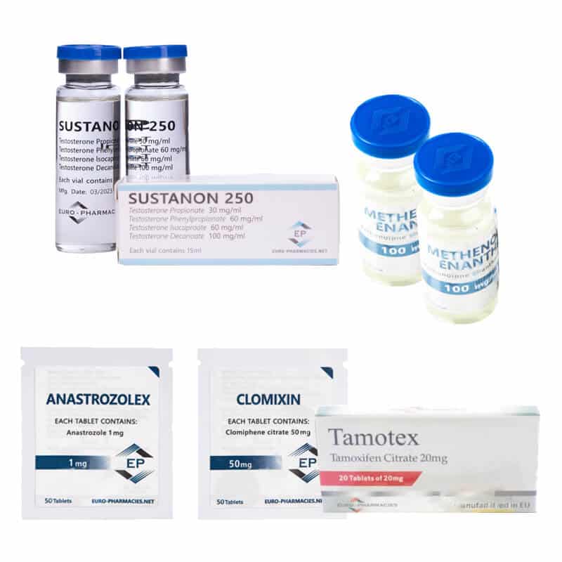 Pakket voor spiermassaopbouw (INJECTIE) SUSTANON + PRIMOBOLAN + PCT (8 weken) Euro Pharmacies