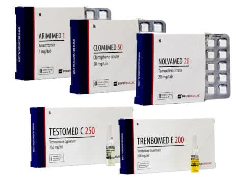 4 LEVEL I pakket voor het verkrijgen van spiermassa INJECTIE TESTOSTERON CYPIONAAT TRETBOLONE ENANTHATE PCT 10 weken Deus Medical 463×348