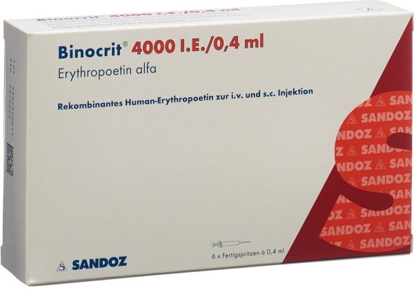 Binocrit 4000 IE 0,4 ml. 6 Oplossing voor injectie in voorgevulde spuiten Epoetin Alfa Sandoz