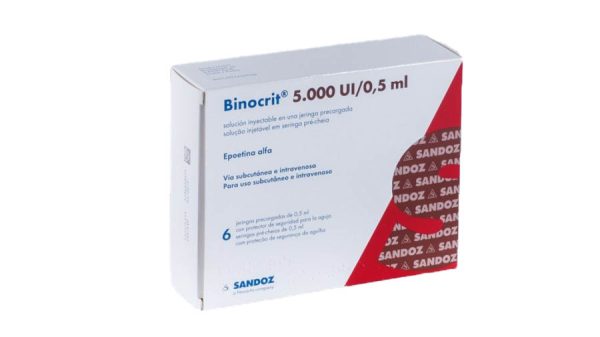 Binocrit 5000 IE 0,5 ml. 6 Oplossing voor injectie in voorgevulde spuiten Epoetin Alfa Sandoz