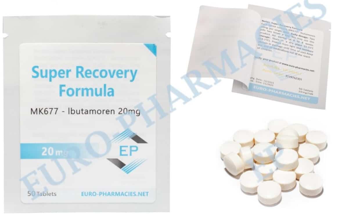 Superherstel (Ibutamoren MK677) 20 mg tabletten, 50 tabletten, verkrijgbaar bij Euro Pharmacies in de EU.