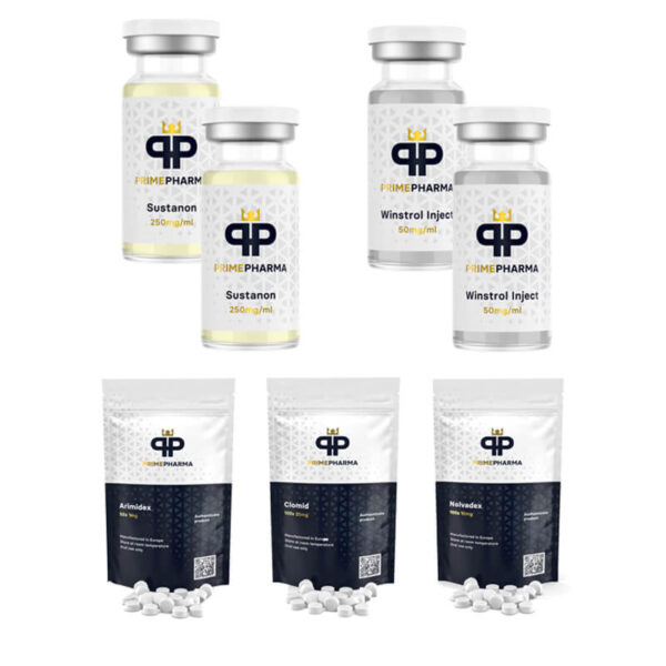 Pakket voor spiermassaopbouw (orale injectie) Sustanon + Winstrol (8 weken) Prime Pharma