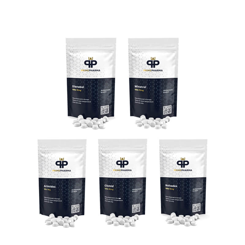 Pakket voor spiermassaopbouw: Orale steroïden Dianabol + Winstrol (4 weken) PRIME PHARMA