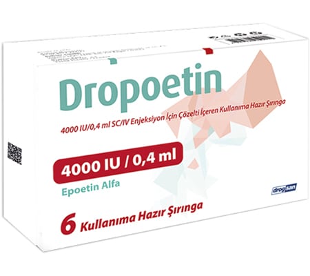 Dropotein 4000 IE 0,4 ml. 6 Oplossing voor injectie in voorgevulde spuiten Epoetin Alfa Drogsan