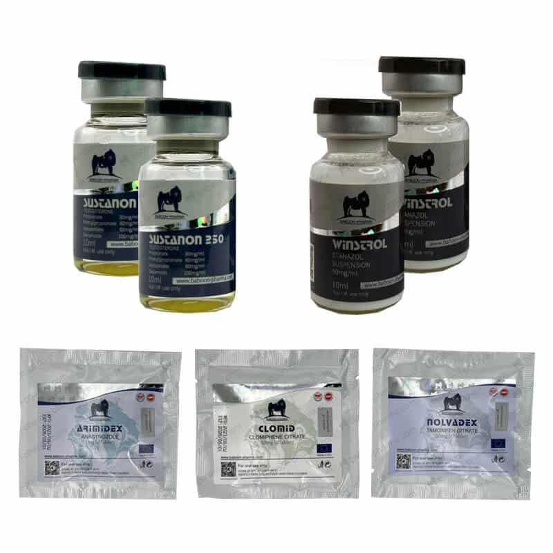 Level II pakket voor spiermassaopbouw (injecties) Sustanon + Winstrol + bescherming + PCT (8 weken) Baboon Pharma