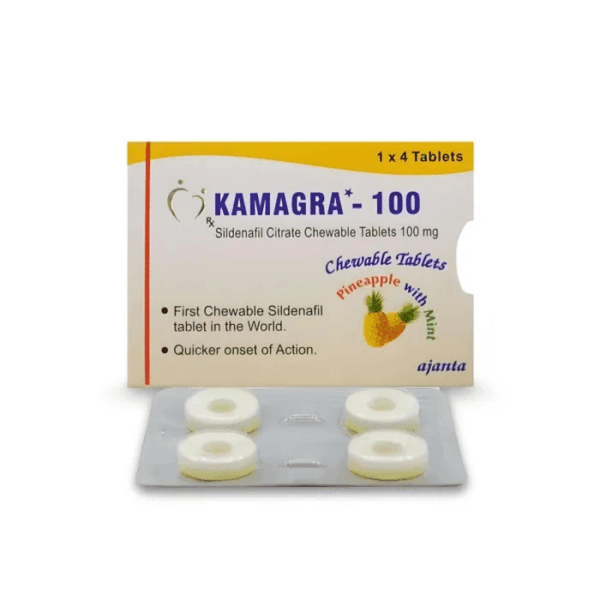 Kamagra 100 Ananas en Munt Sildenafil Citraat CT 1×4 Apotheek EU