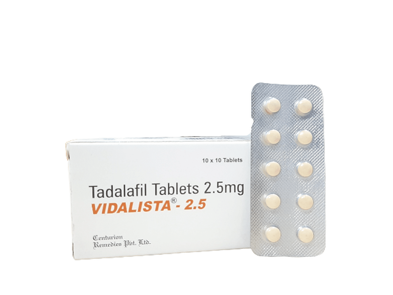 Vidalista 2,5 mg Tadalafil tabletten, 100 stuks, verkrijgbaar bij een apotheek in de EU.