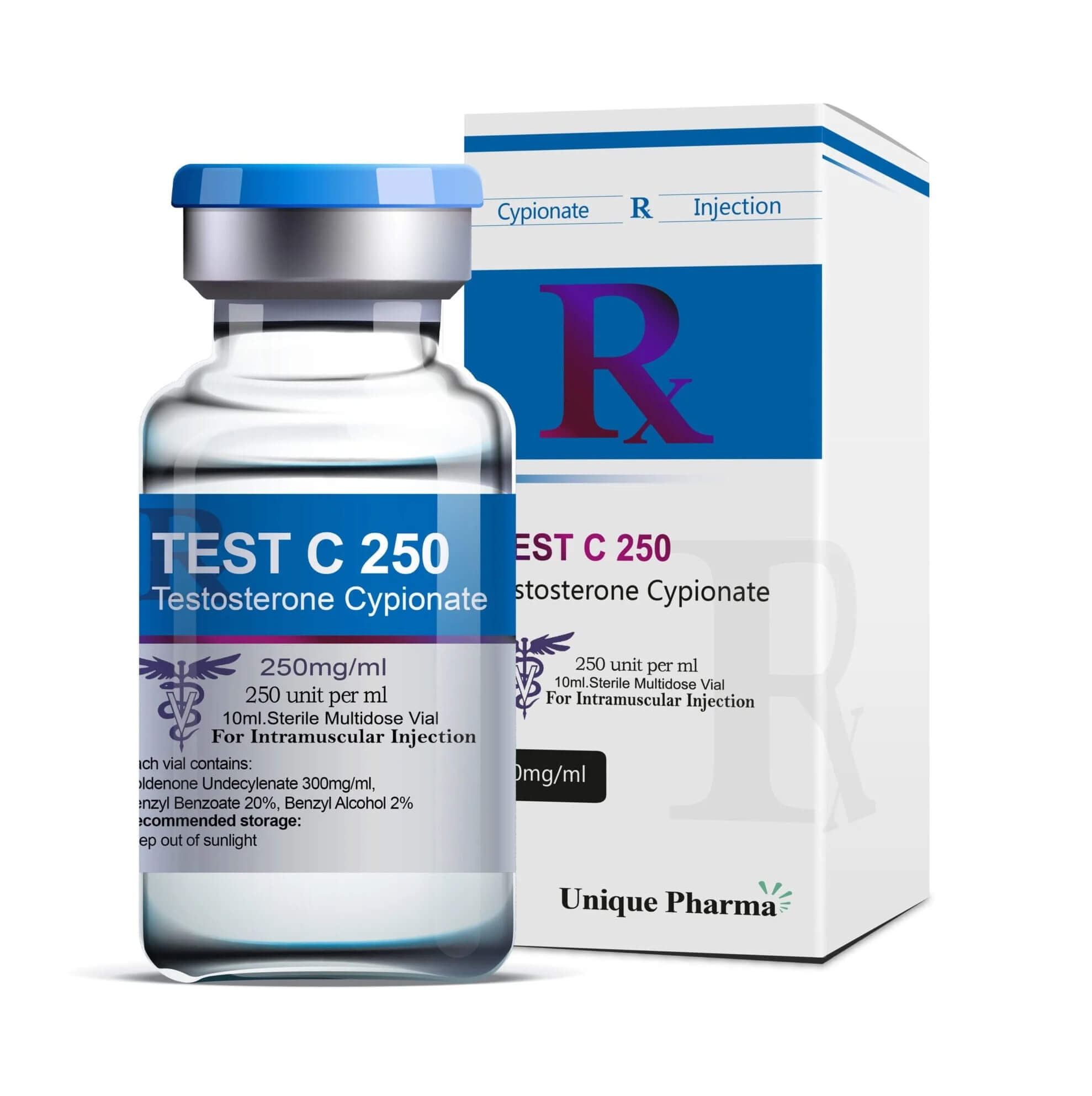 Test C 250 - Testosteroncypionaat (250 mg/ml 10 ml) - UNIQUE-PHARMA
