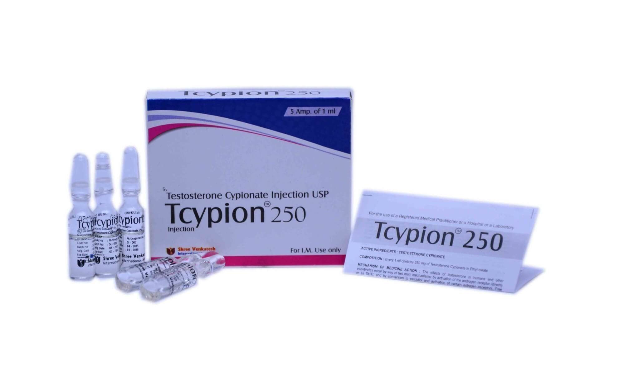 TCYPION - Testosteroncypionaat 250 mg/ml (5 ampullen x 1 ml) - Shree Venkatesh